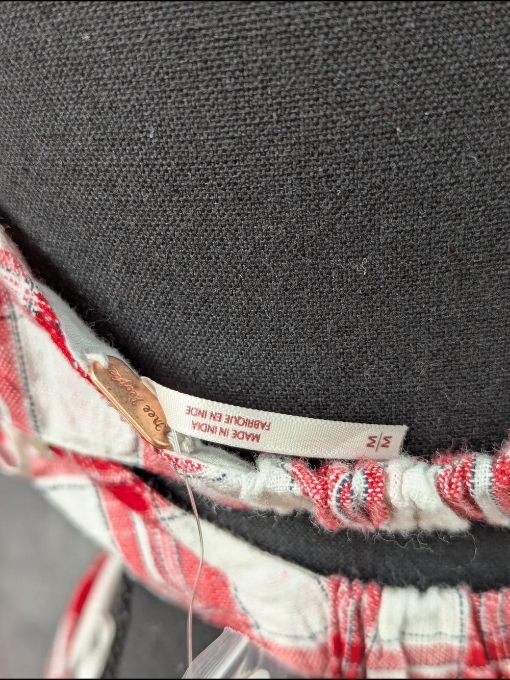 Free People Red and White Plaid Maxi Skirt with Side Bow And Matching Crop Top - Picture 5 of 12